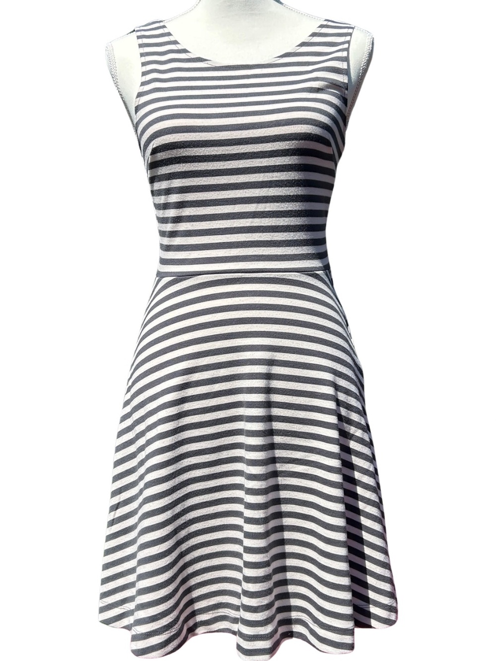 American Eagle Outfitters Striped Sleeveless Dress, Off White and Gray Sz 4